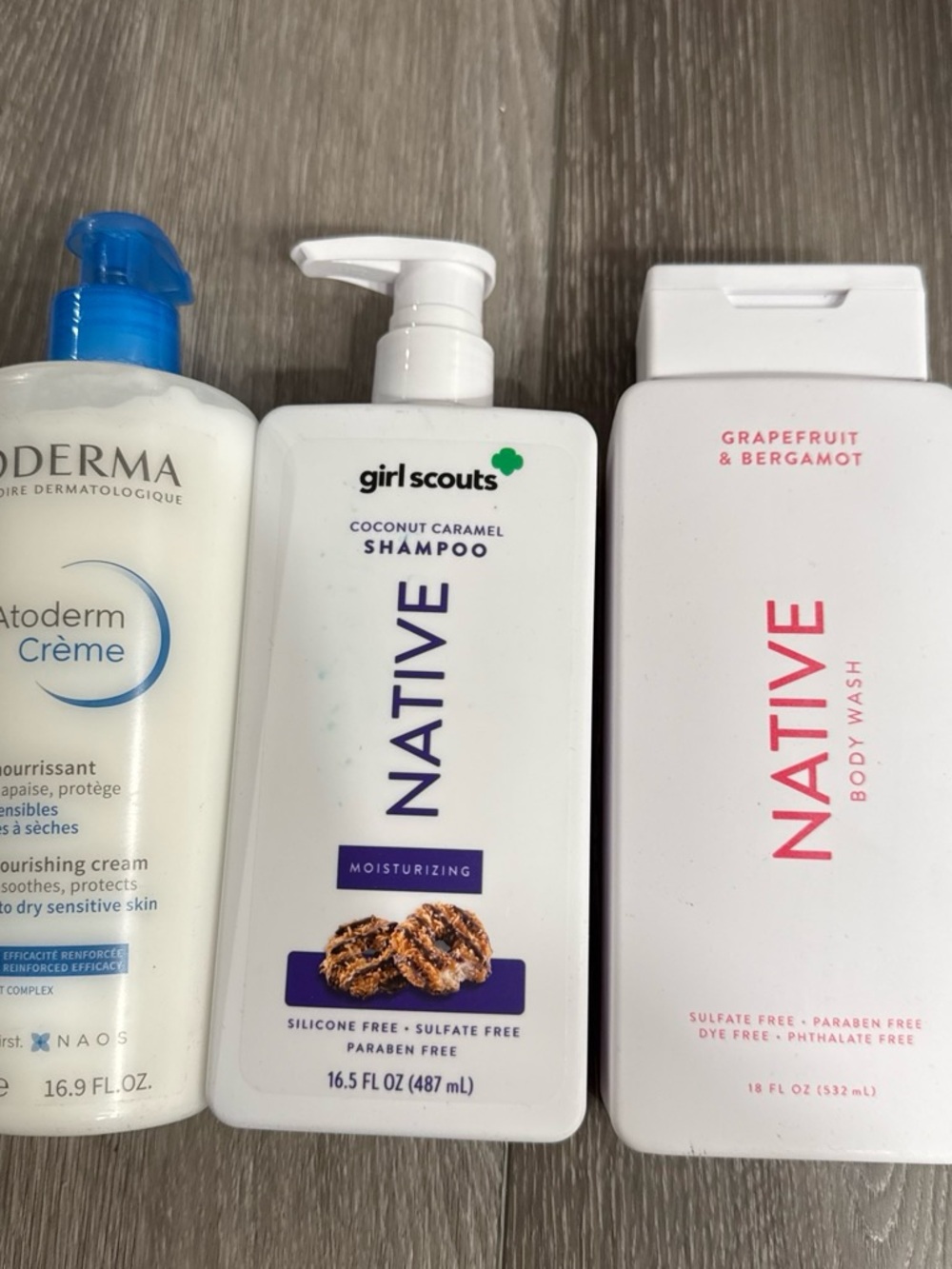 Bundle , native shampoo, body wash , bioderma cream